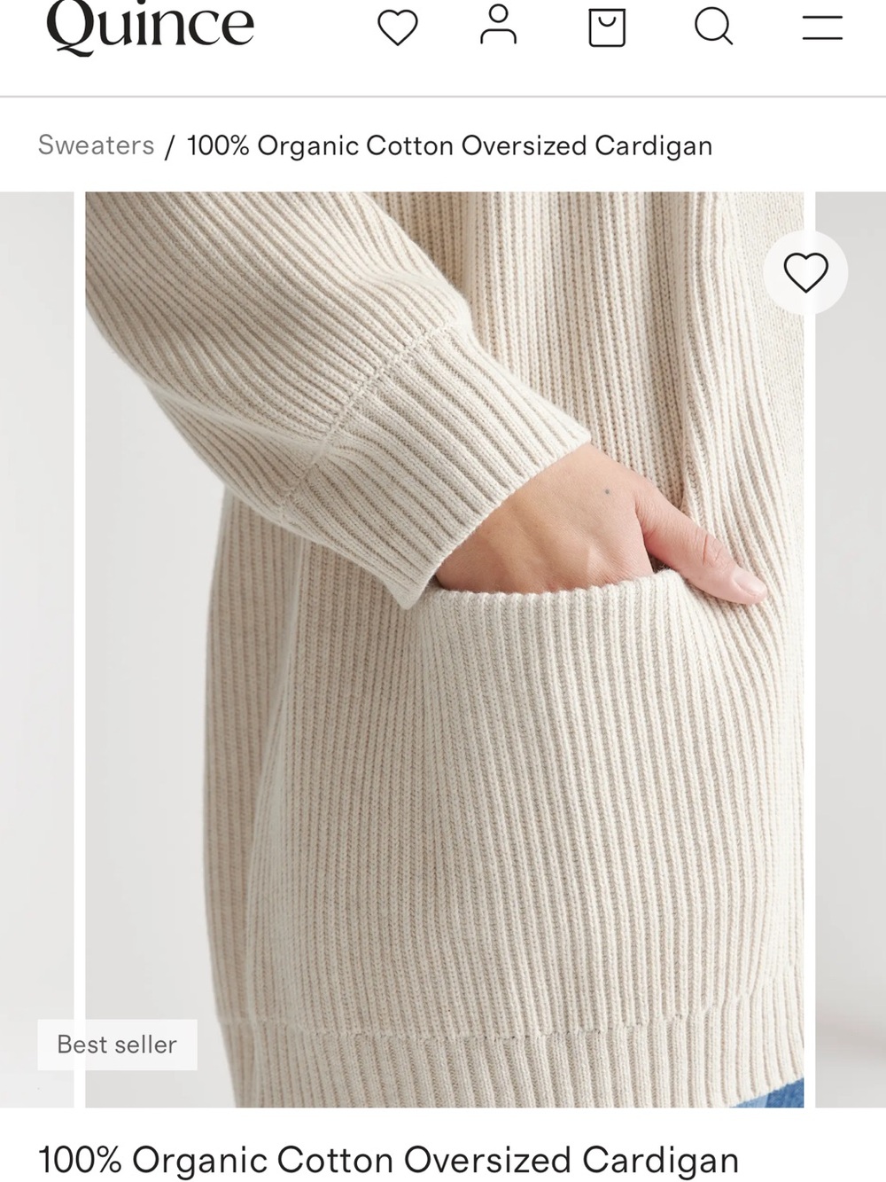 Quince Organic Cotton Open-Front Cardigan - Picture 2 of 6